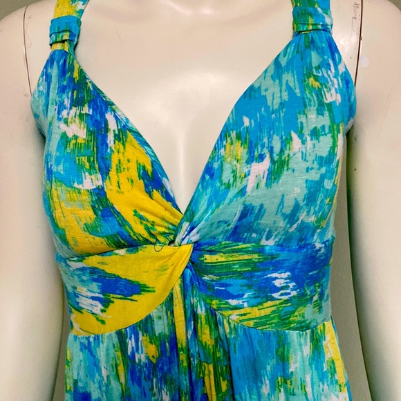 New Direction Petite Rayon Spandex Blend Muse Halter Neckline Maxi Dress Sz MP - Picture 2 of 8